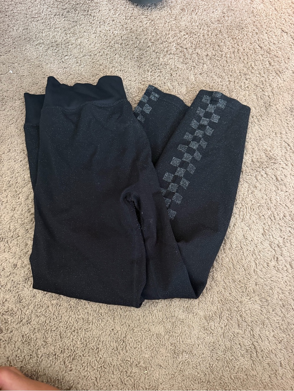 Vs pink black leggings with gold accent